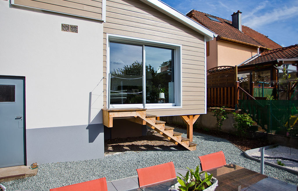 Agrandissement de maison : ossature bois et bardage fibro-ciment