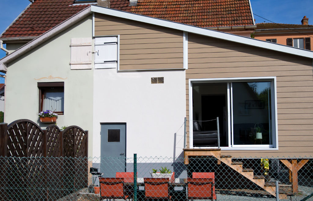 Agrandissement de maison : ossature bois et bardage fibro-ciment