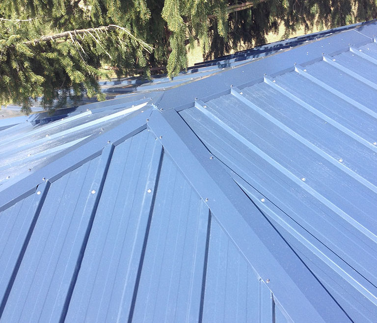 Cabane dans les arbres : détail toiture en acier